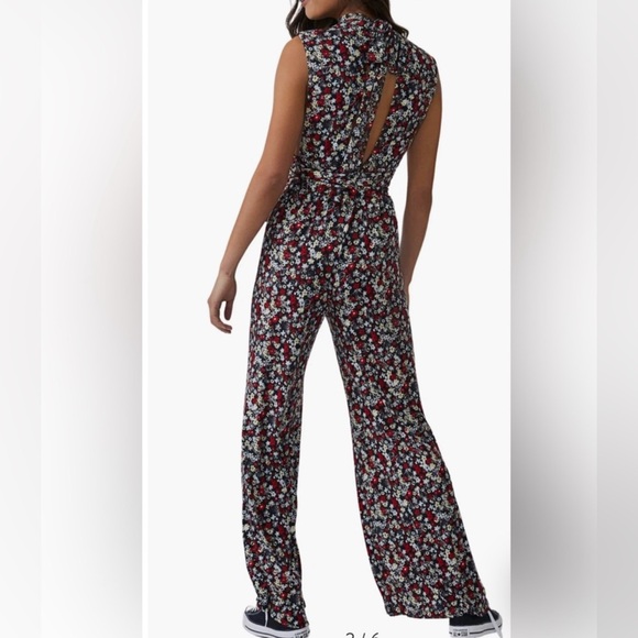 NWT Free People Vibe Check Tie Waist Jumpsuit - Back Ditsy Shell Combo - Picture 3 of 8